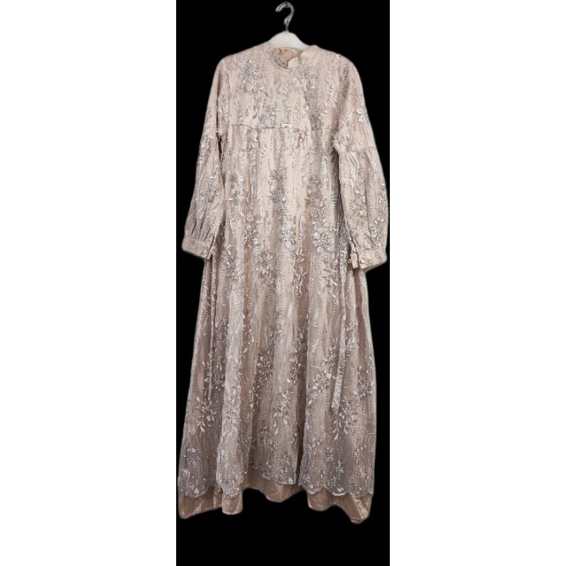 Dress gamis brukat brokat pesta lengan balon new