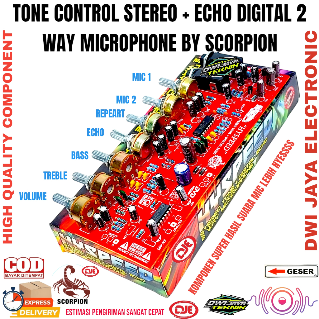 HYSPEED Stereo Tone Control Plus Echo Digital Dan 2 Way Microphone By Scorpion