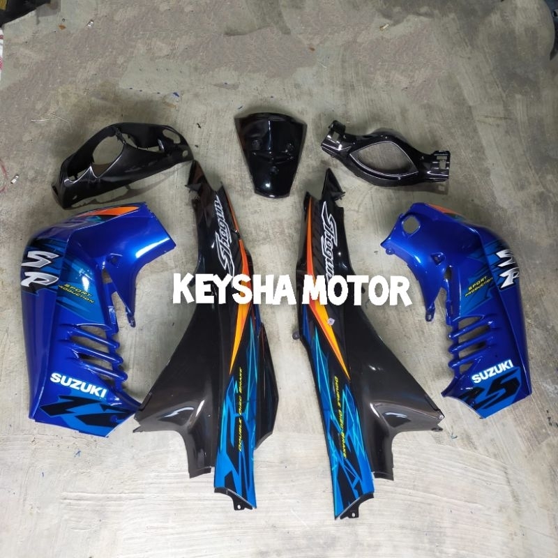 COVER BODY HALUS SHOGUN 125 SP SHOGUN SP 2005 WARNA BIRU HITAM
