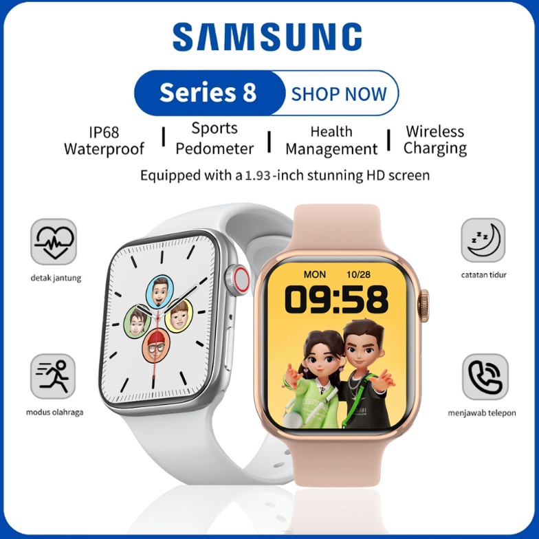 KODE M78R COD New Sansumg ORI Smartwatch Watch S8 Pro Max Jam Pintar Olahraga 38mm45mm 193 inch Blue