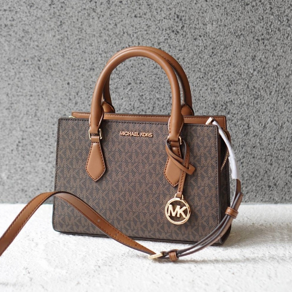 MK Sheila Small CZ Satchel Brown