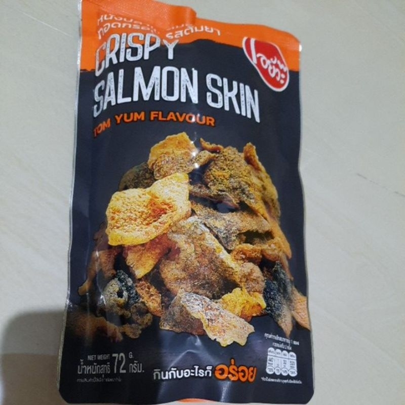 

crispy salmon skin tom yum flavour