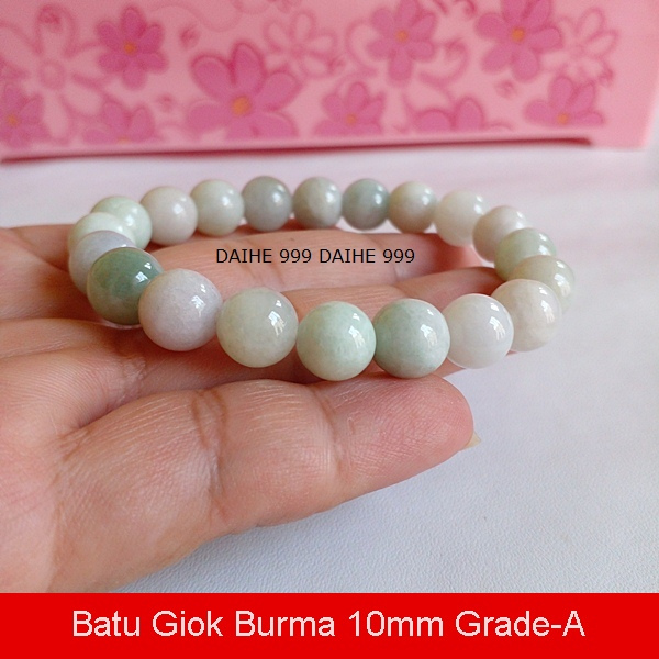 Gelang Batu Giok Burma 10mm Grade-A / Natural Jade Bracelet / Gelang Giok Burma