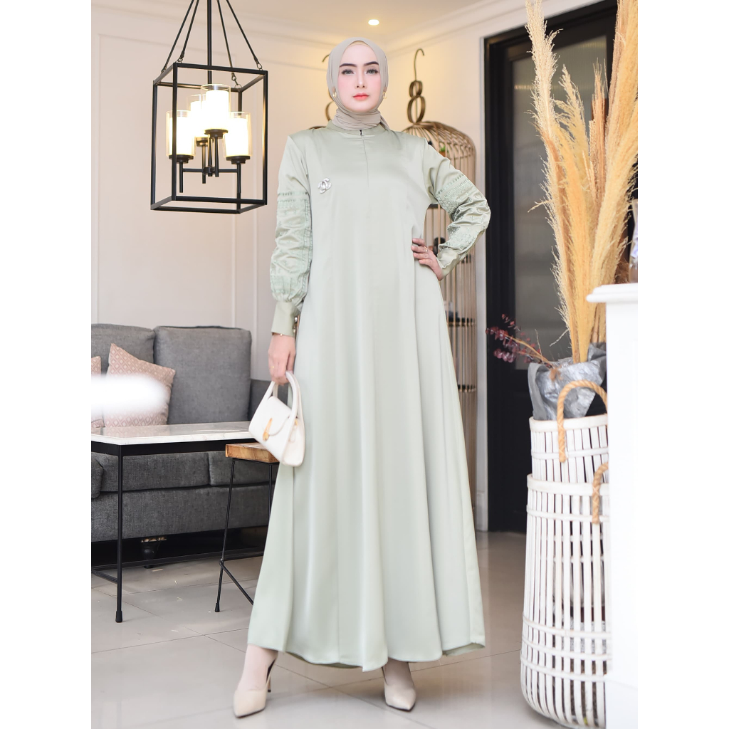 EraID X Naura Collection Polos Bordir - Gamis syari murah bahan Donatello - pakaian terbaru wanita -