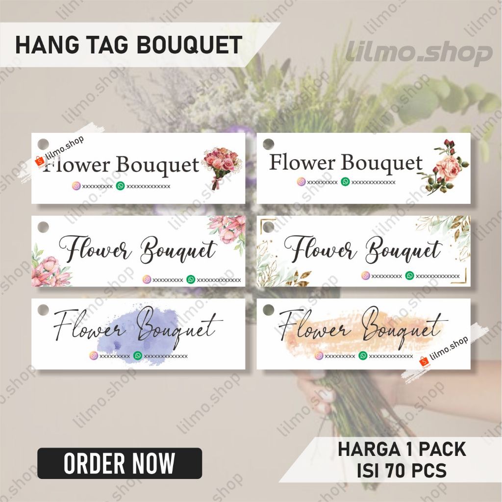 

(HARGA 1 PACK ISI 70 Pcs) Hang Tag Buket, Label Tag Buket, Hang Tag Gift