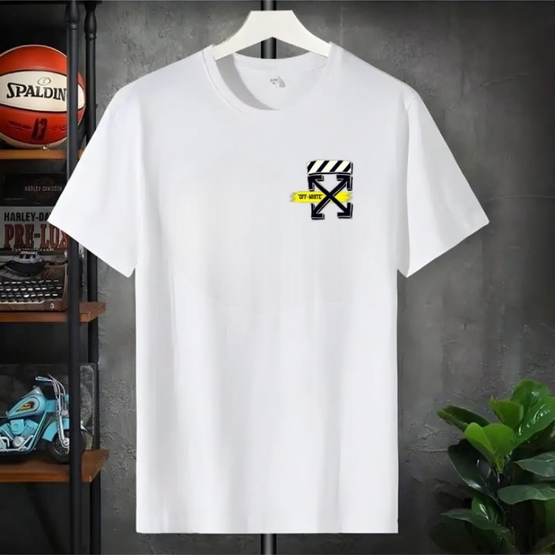 Kaos Distro Pria Lengan Pendek Logo OFF WHITE Keren Kaos Oblong Pria Wanita Kaos Hitam