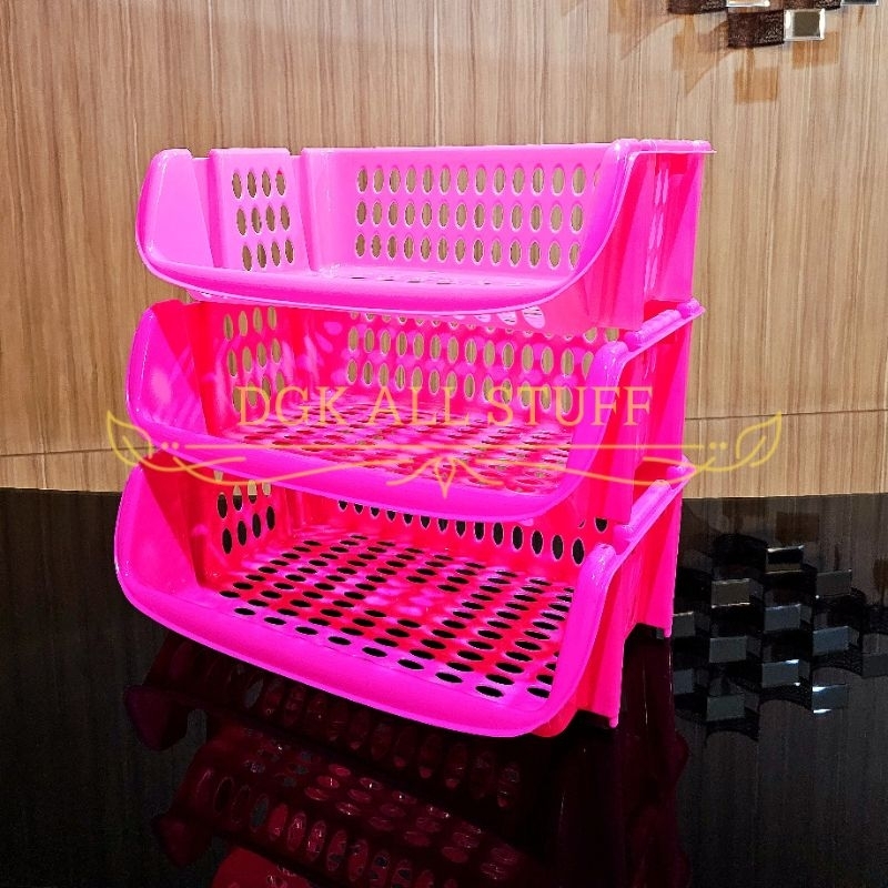 Rak Keranjang Tempat Wadah Bumbu Dapur Bawang Buku Piring Alat Makan Dokumen Kertas Kosmetik Make up