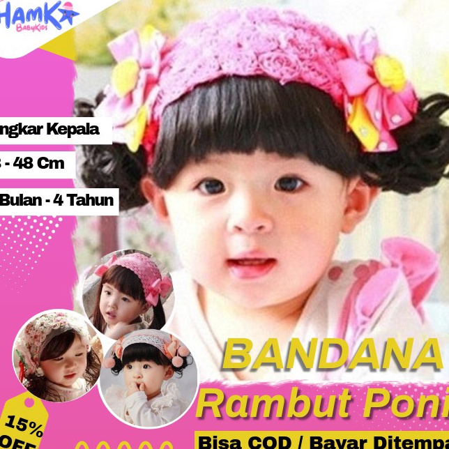 Free Ongkir Bandana Bando Wig Aksesoris Bondu Topi Bayi Rambut Poni Kepang Palsu Anak Bayi Baby Bali