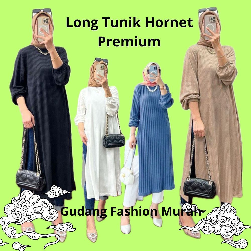 (JUMBO)TANIA LONG TUNIK KNIT/LONG TUNIK HORNET/TUNIK WANITA/TANIA TUNIK CANTIK/NYAMAN DIPAKAI
