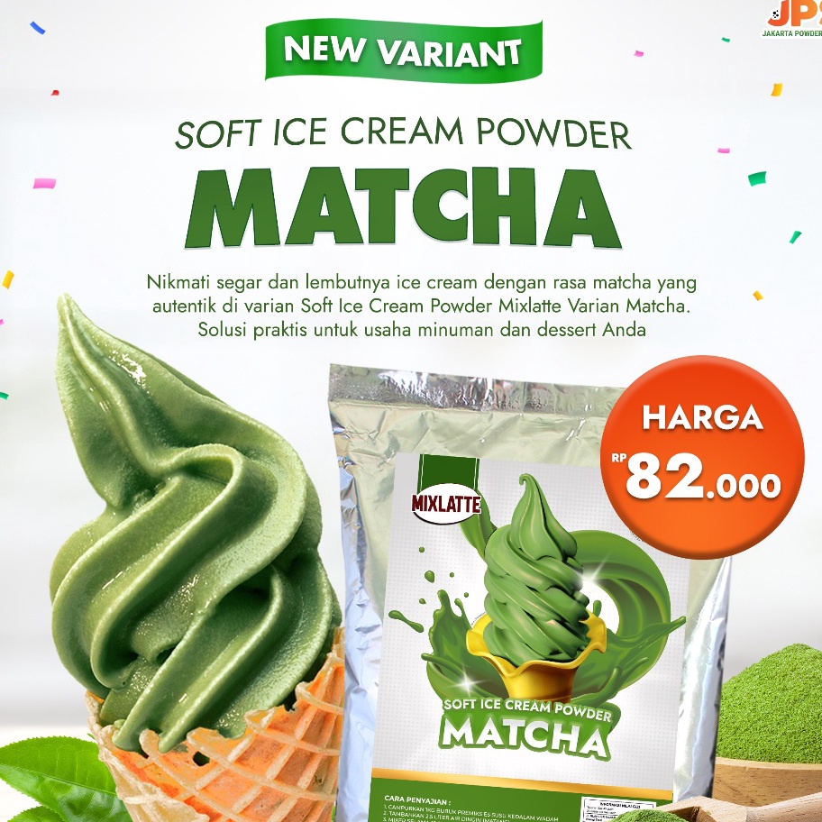 

COD NEWPRODUCT Bubuk Ice Cream CokelatVanillaStrawberryMatcha Soft Ice Cream Powder 1 Kg