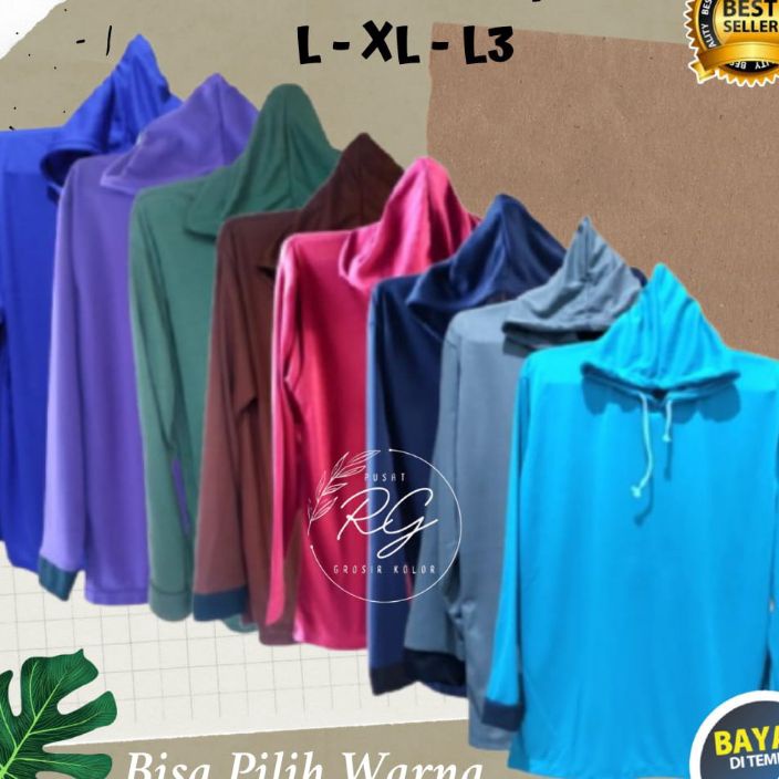 Berkualitas Tanpa Mahal Baju Kaos Tani Hoodie Atasan Hitam Polos Pria Oversize Lengan Panjang Kupluk