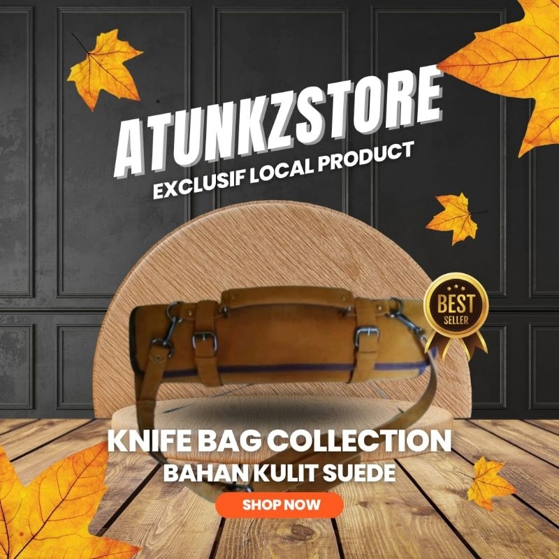 tas pisau, knife bag bahan kulit suede