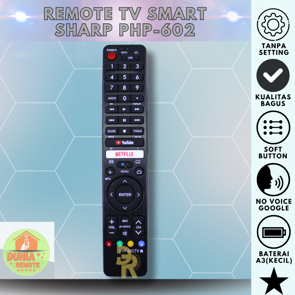 Remote Tv Sharp Php-602Tv Android Smart Led/Lcd Aquos NoSetting