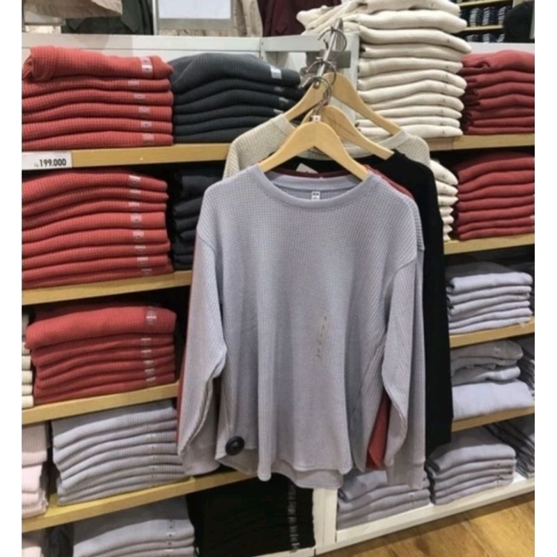 Uniqlo T Shirt T-Shirt Waffle Kerah Bulat