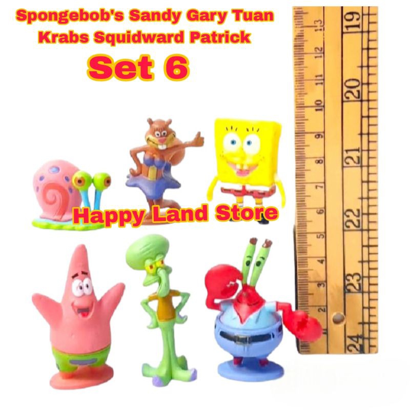 Action Figure Spongebob's Gary Sandy Patrick Squidward Tuan Krabs Plankton Collection Main Anak