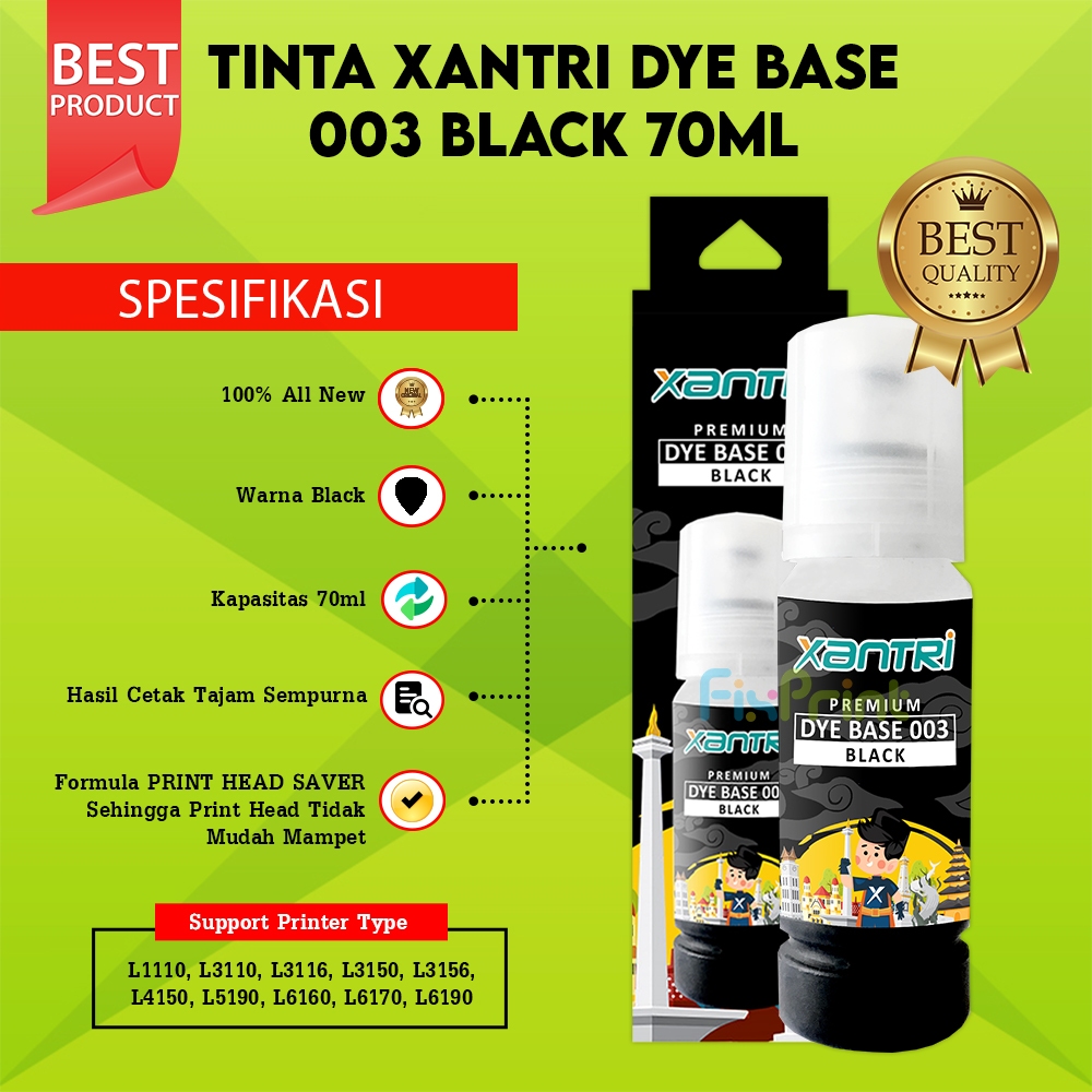Tinta Refill Xantri EPSN 003 001 008 005 Printer L3116 L3150 L3156 L4150 L4150 L4160 L4260 L6160 L62