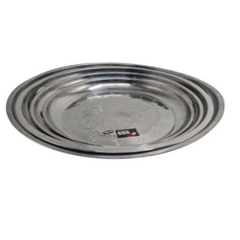 Nampan Bulat Baki Motif Anggur Stainless