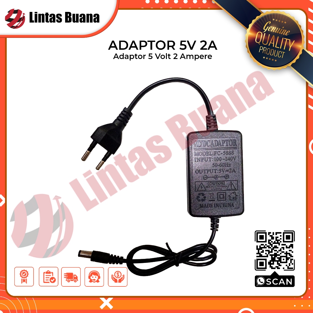 Adaptor 5V 2A ( 5 Volt 2 Ampere ) Untuk Media Converter HTB