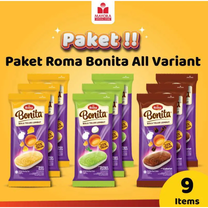 

ROMA BONITA BOLU TELUR ALL VARIAN [ 1 BOX ISI 12 PCS ]