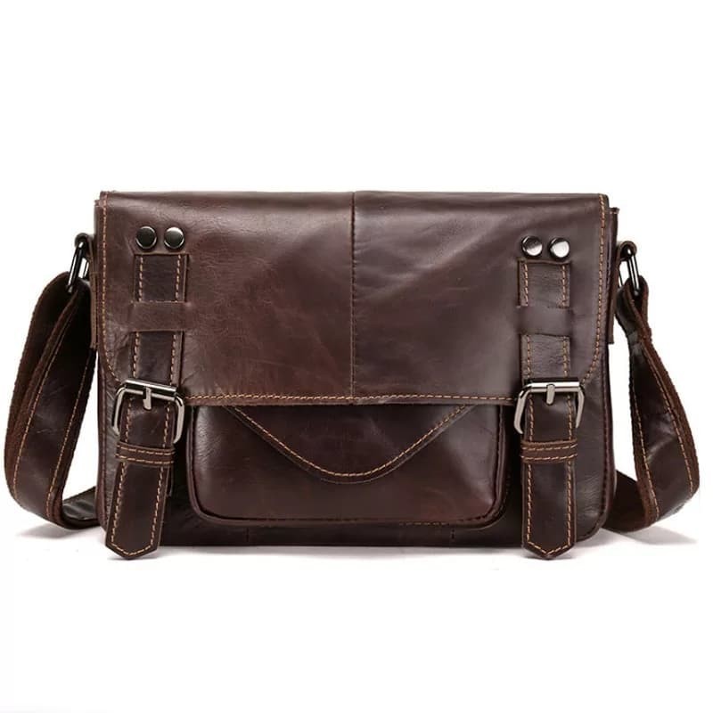 Tas Selempang Kulit Asli Pria / Tas Buku / Tas Bahu Cowok Premium