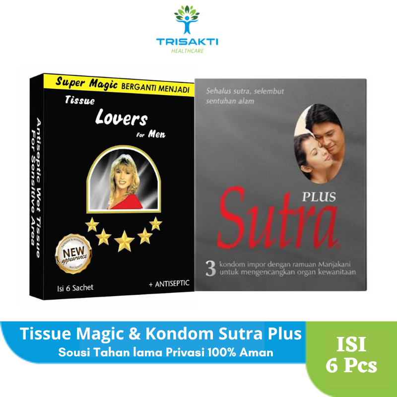 Tissue Magic Power Man Paket Untuk Pria Isi 6 Pcs + Kondom Sutra Plus Isi 3 Pcs Tisu Antiseptik