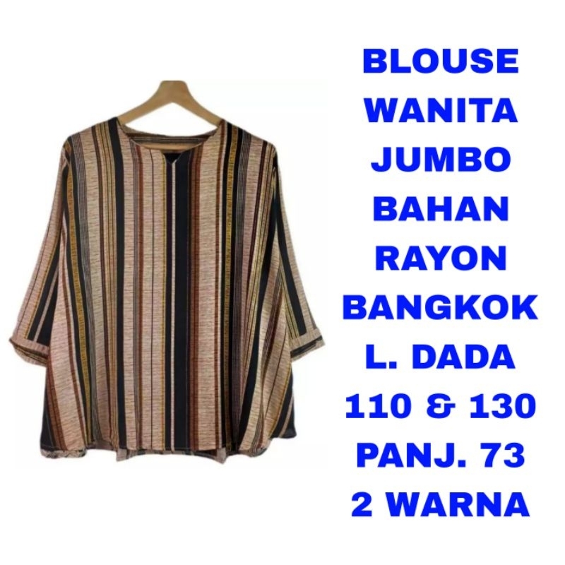 WK BLOUSE WANITA JUMBO BAJU ATASAN BIG SIZE LD. 110 130 GARIS GARIS