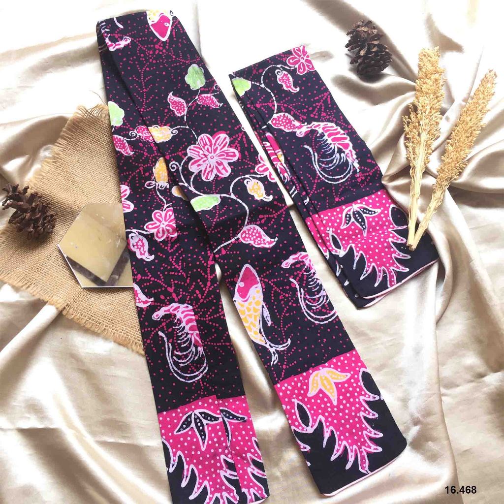 Syal Udang Bandeng Warna Pink Hitam / Khas Kota Sidoarjo / Toko Batik Sidoarjo / 16.468