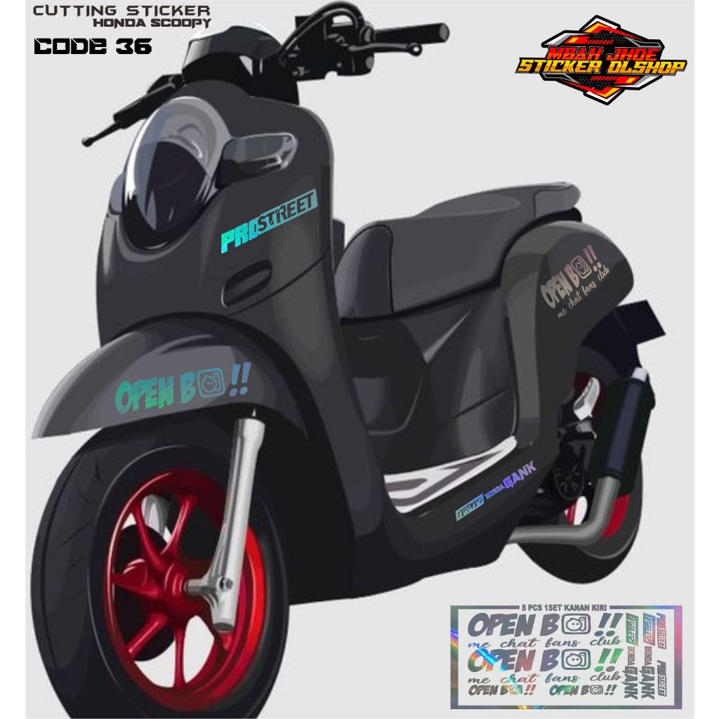 cutting sticker motor honda scoopy body hitam
