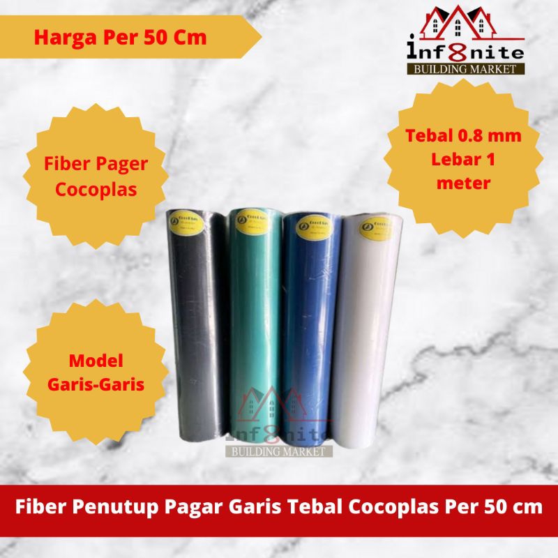 Fiber Penutup Pagar Pager Garis Tebal 0.8 mm Putih Coklat Per 50 Cm