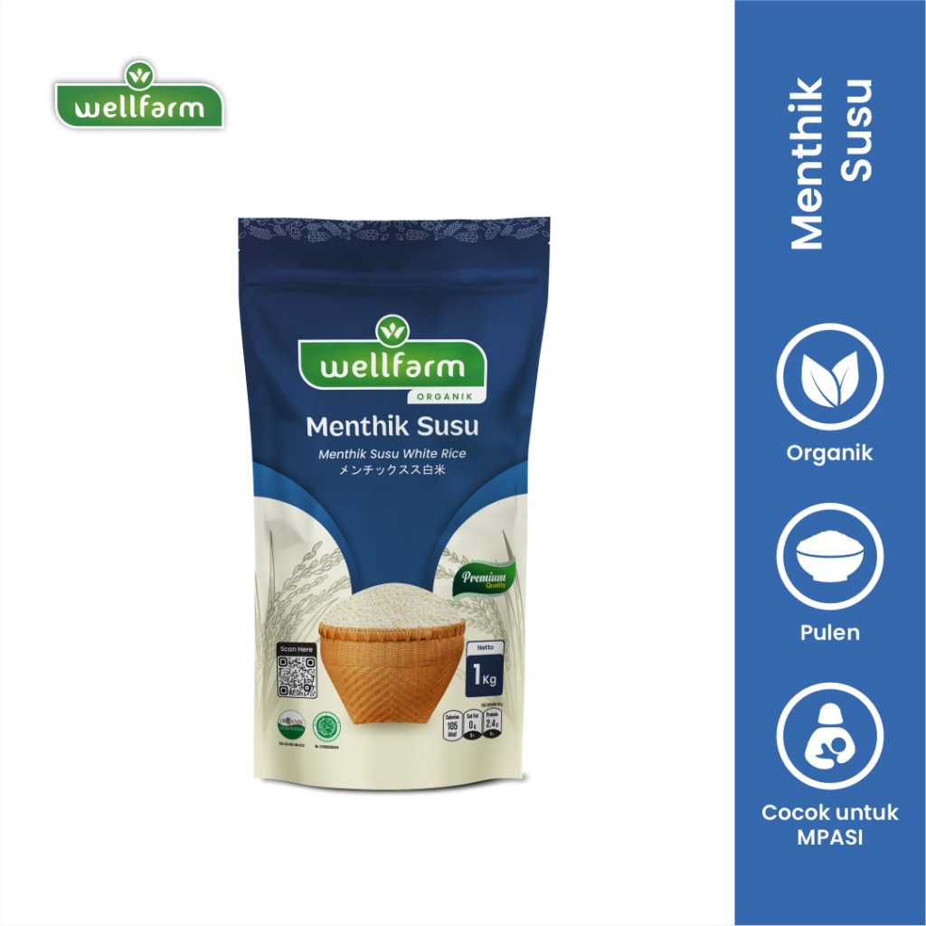 

WellFarm Menthik Susu Organik Beras Organik Mentik Susu Wangi Premium kemasan 1Kg