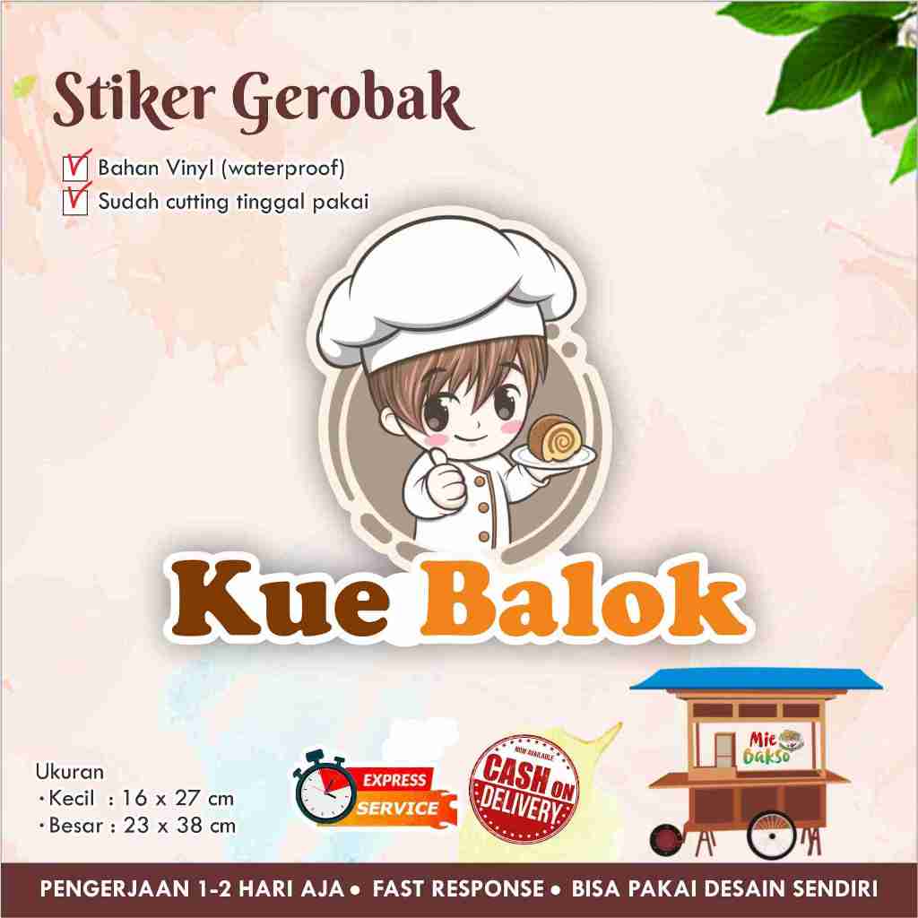 

STIKER KACA GEROBAK VINYL KUE BALOK / LABEL MAKANAN