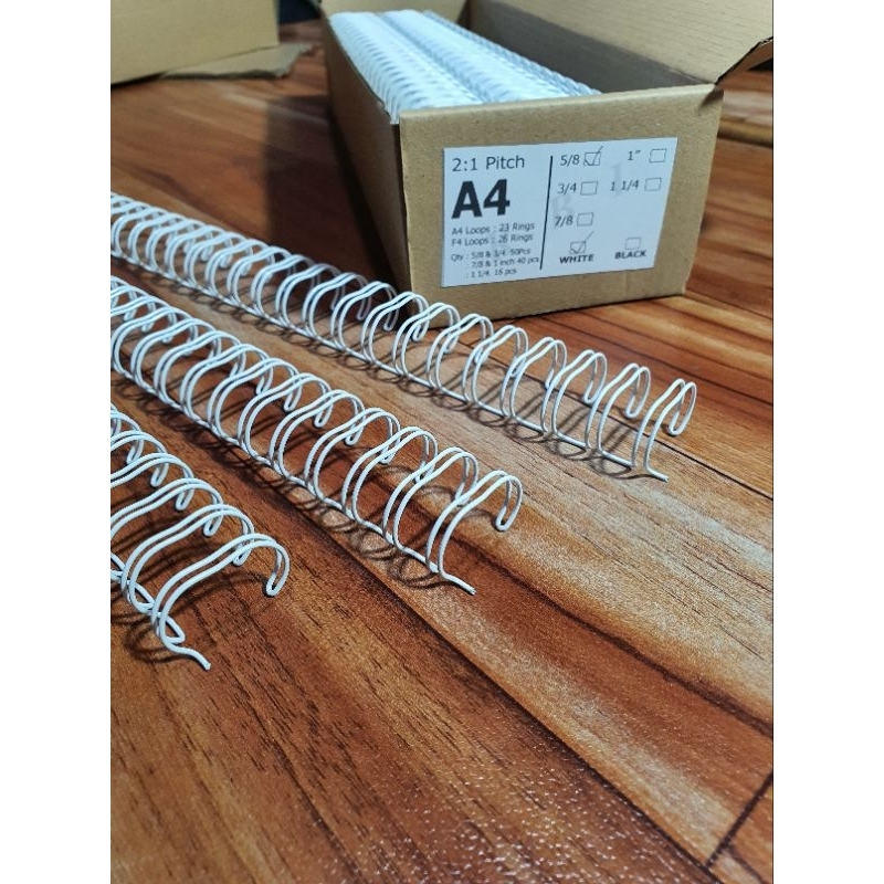 

Spiral Kawat / Ring Kawat Jilid (No.10) 5/8 F4 atau A4 Wire 2:1 26 atau 23 Loops isi 50pcs per box