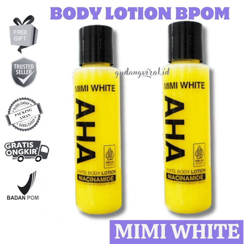 -GV- MIMI WHITE AHA BODY LOTION NIACINAMIDE 100 ML BPOM