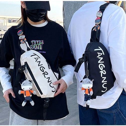 Tas Selempang Tangrnu Hitam Putih - Chest Bag Waist Bag Sling Bag Fanny Pack Tas Dada Cowok Cewek Pr