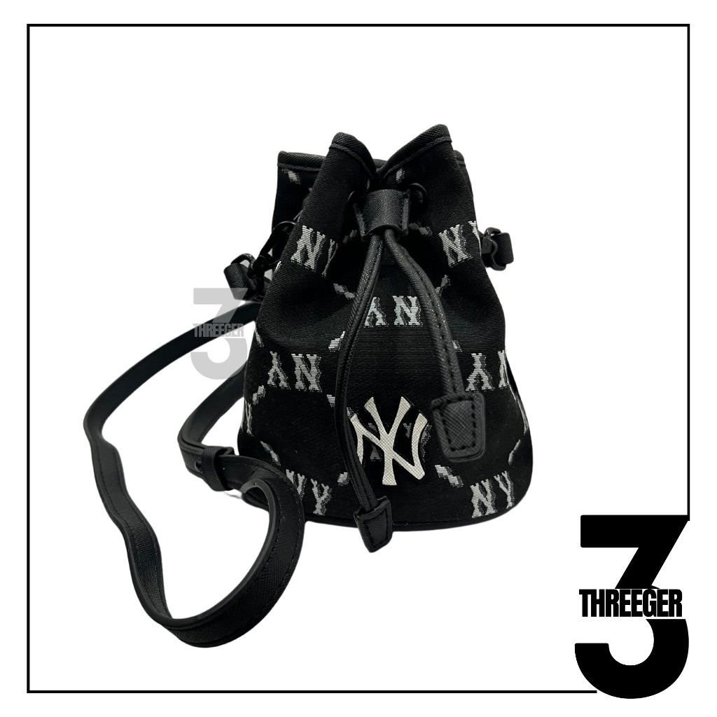 MLB NY New York Yankees Monogram Mini Bucket Bag Black Original