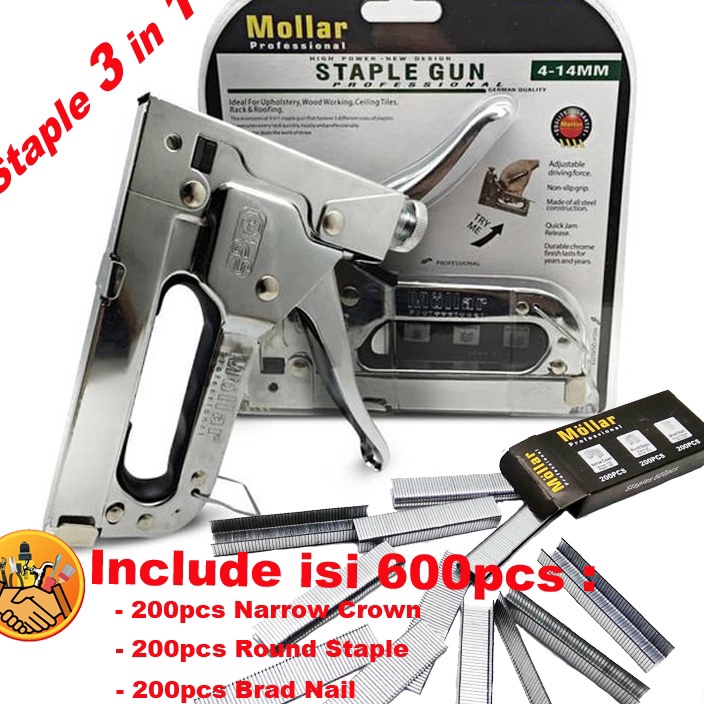 

READY STOK Staple Gun Tembak Tacker Staples Stepler Hekter mollar 3in1 jok kulit kardus