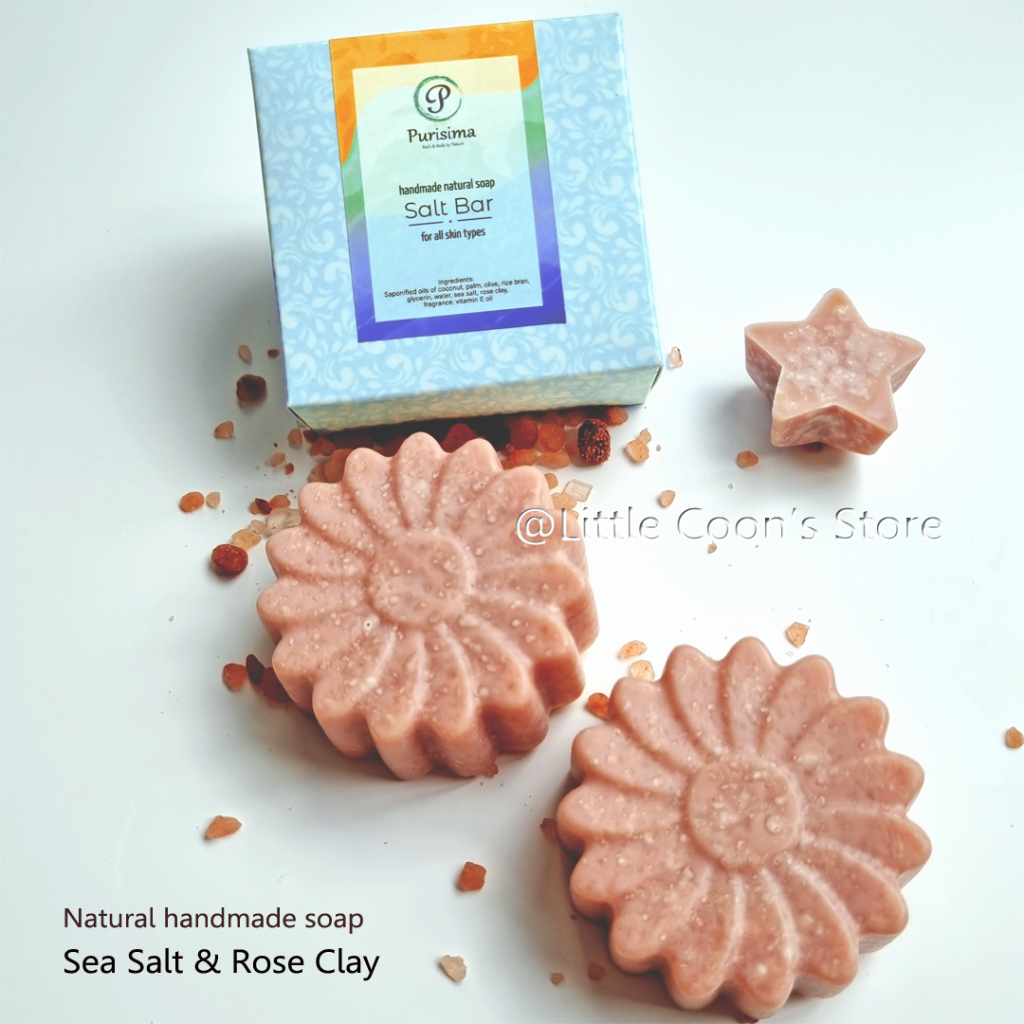 SABUN MANDI PURISIMA SEA SALT ROSE CLAY OLIVE OIL NATURAL HANDMADE SOAP BAR