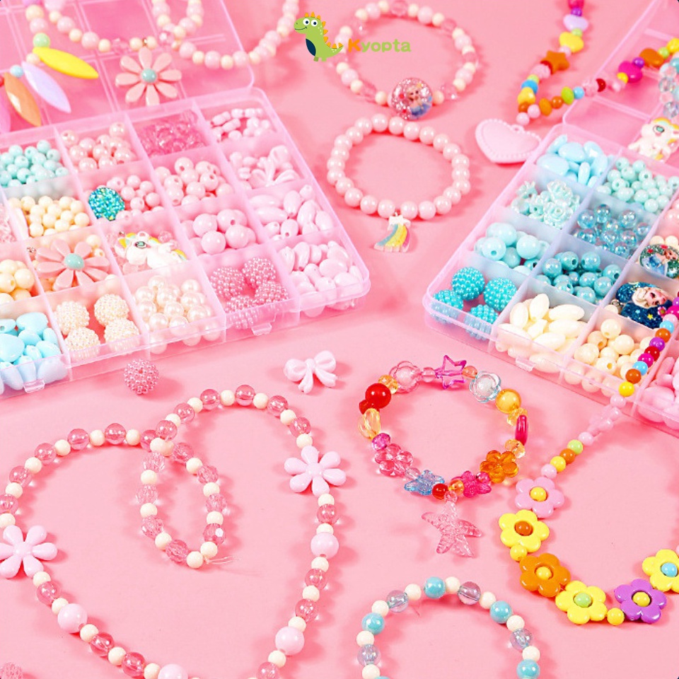 Promo promo Kyopta Manik manik gelang set kotak dan tali Manik manik set box Mainan anak meronce man