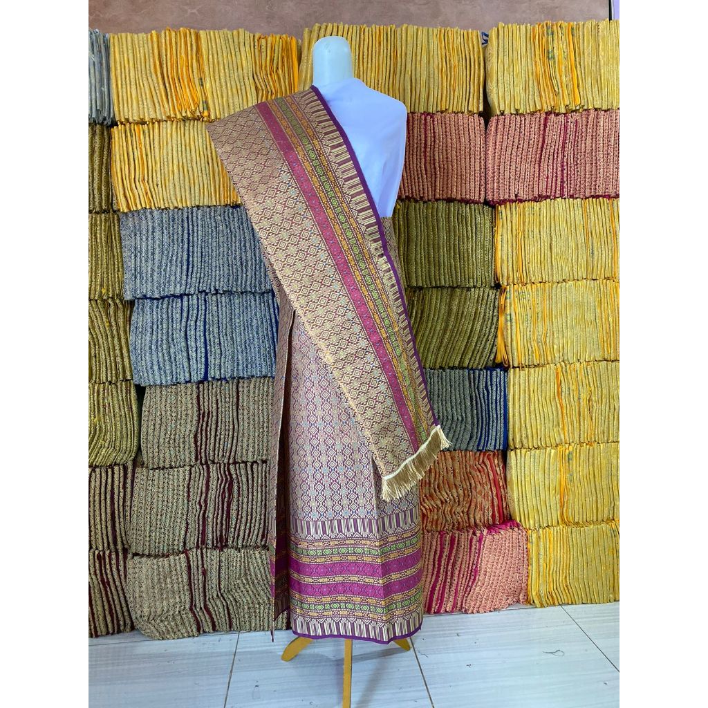 ROK SONGKET SET SELENDANG, Rok Lilit, Rok Songket Kekinian Variasi Ungu Muda