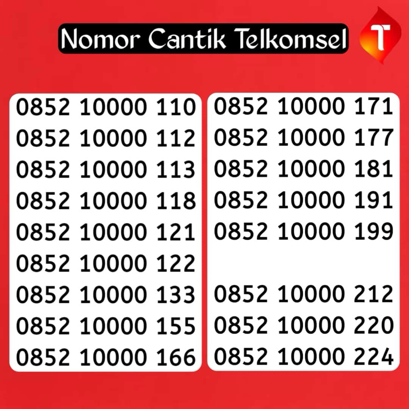 Nomor Cantik Telkomsel 0000 10000 Kwartet 0000 Simpati Kartu AS