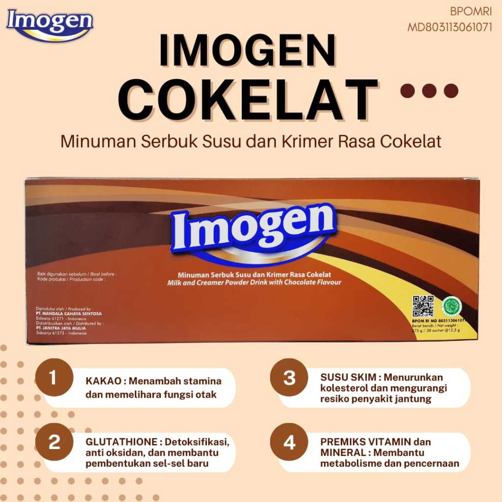 

IMOGEN COKELAT 100% Asli Penggemuk Badan Kirim Instan BAM Pasar Online Murah Padang