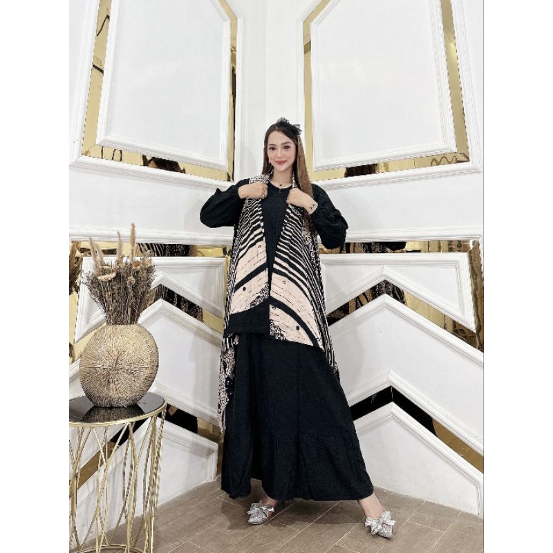 Sarah Batik Gamis Outer Vest Jumbo Rayon Premium