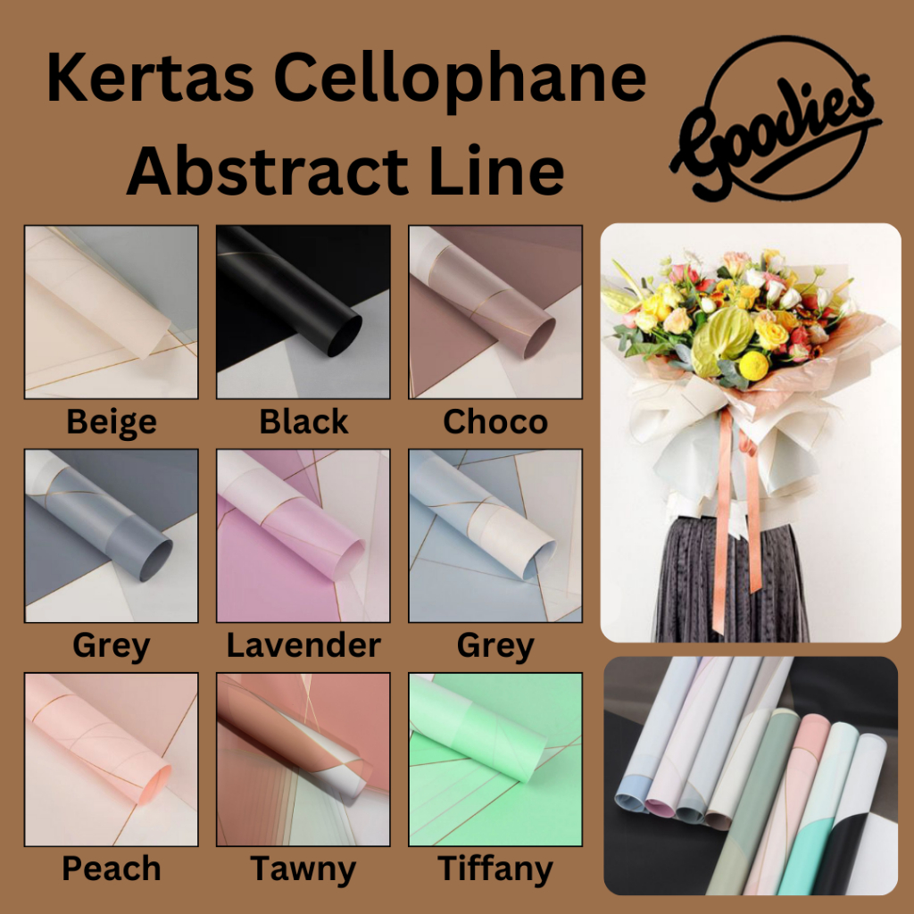 

*5 LEMBAR* Kertas Cellophane Bucket Bunga [Abstract Line] Flower Wrapping Paper Celophane / Krtas Buket Chellophane untuk Bouquet Snack Uang Wisuda