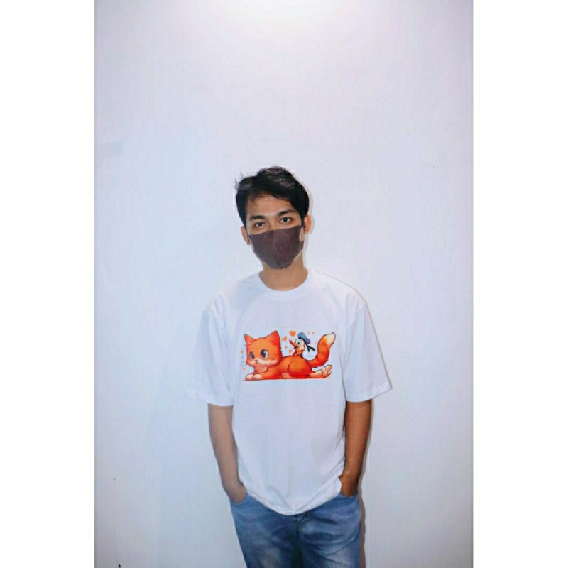 CATZ T-Shirt Oversize Kucing Oren Donalduck Unisex - Pria & Wanita