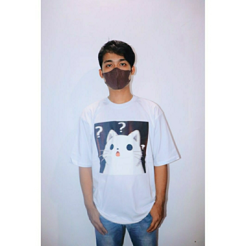 CATZ T-Shirt Oversize Kucing Putih Huh??? Unisex - Pria & Wanita