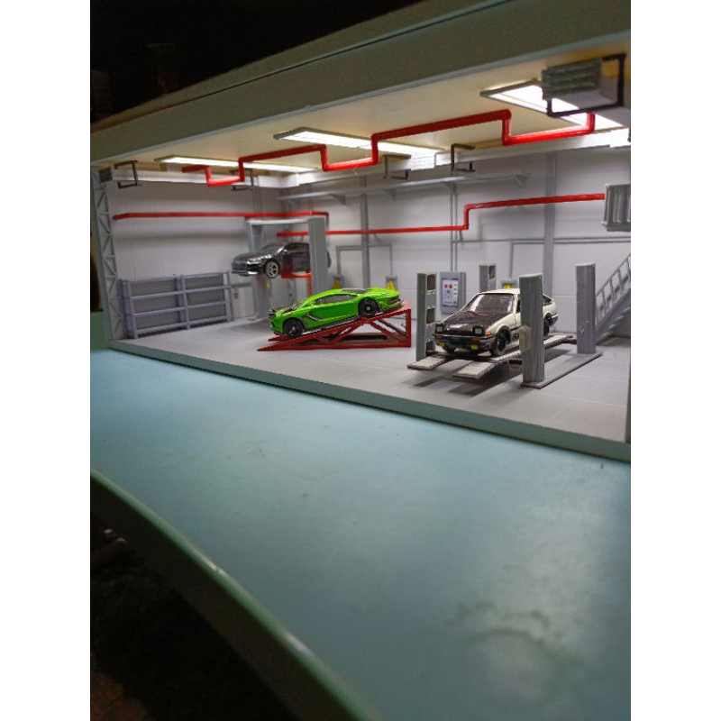Diorama Bengkel Diecast Skala 64 Miniatur Murah