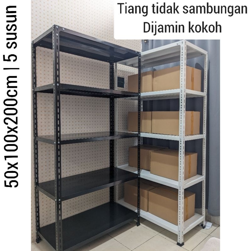Rak besi susun serbaguna 50x100x200cm Rak gudang kuat | rak dapur | rak laundry | rak toko