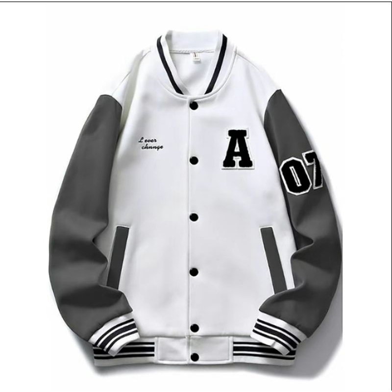 JAKET VARSITY (SABLON) INISIAL A BAHAN FLECEE