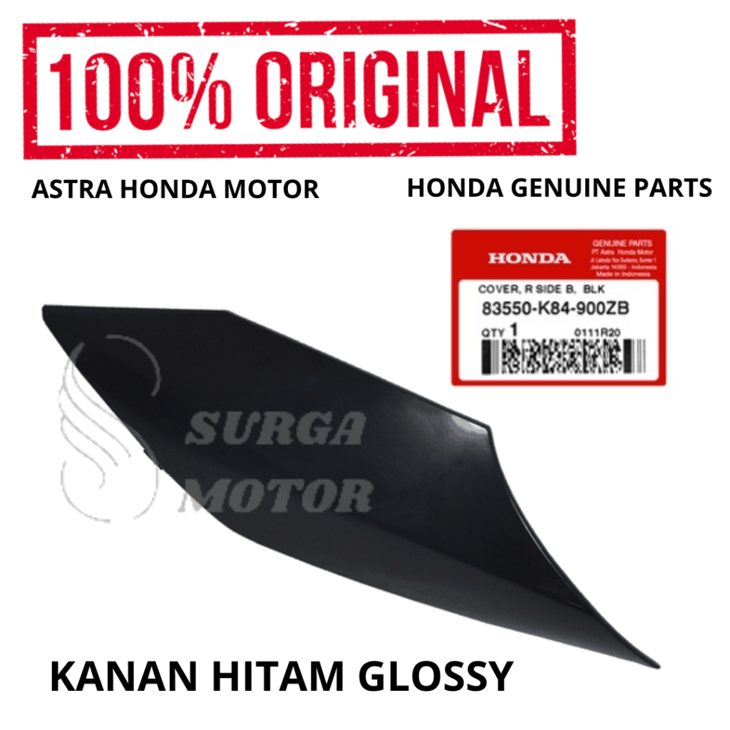 Cover Body Kanan Side B Hitam Glossy CRF 150L K84 Original Honda AHM 83550-K84-900ZB Tutup Aki Case 
