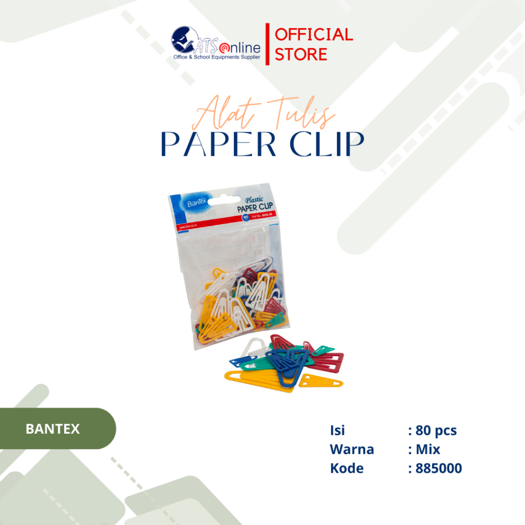 

Bantex Paper Clip Plastik Warna Warni isi 80 Pcs